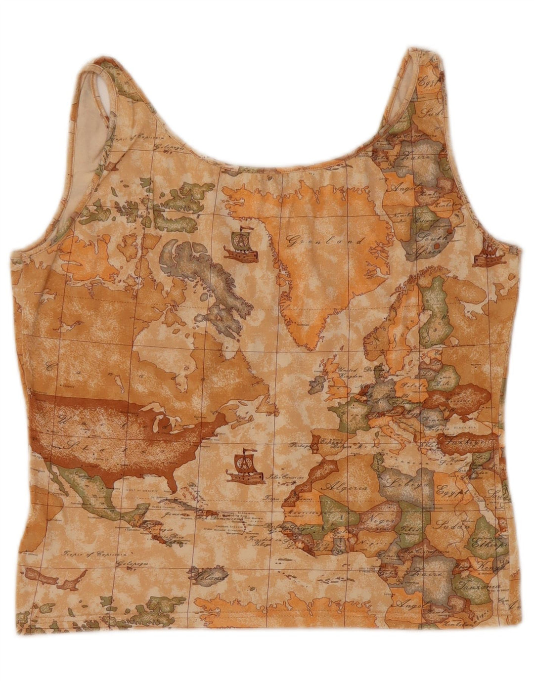 ALVIERO MARTINI Damen Voyages Crop Vest Top IT 48 XL Beige Geometrisch