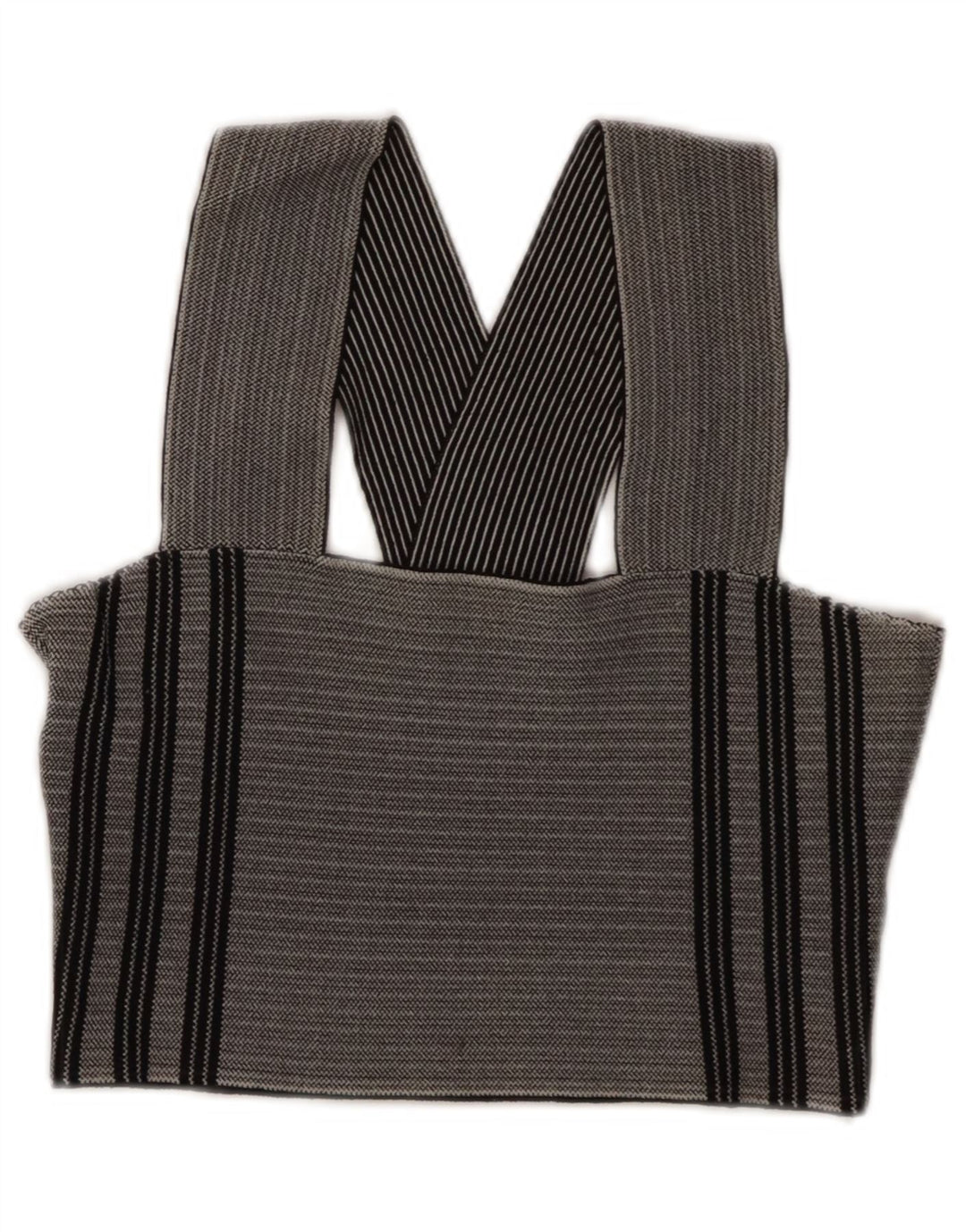 Topshop Damen Crop Neckholder Top UK 8 Small Grau gestreifte Viskose