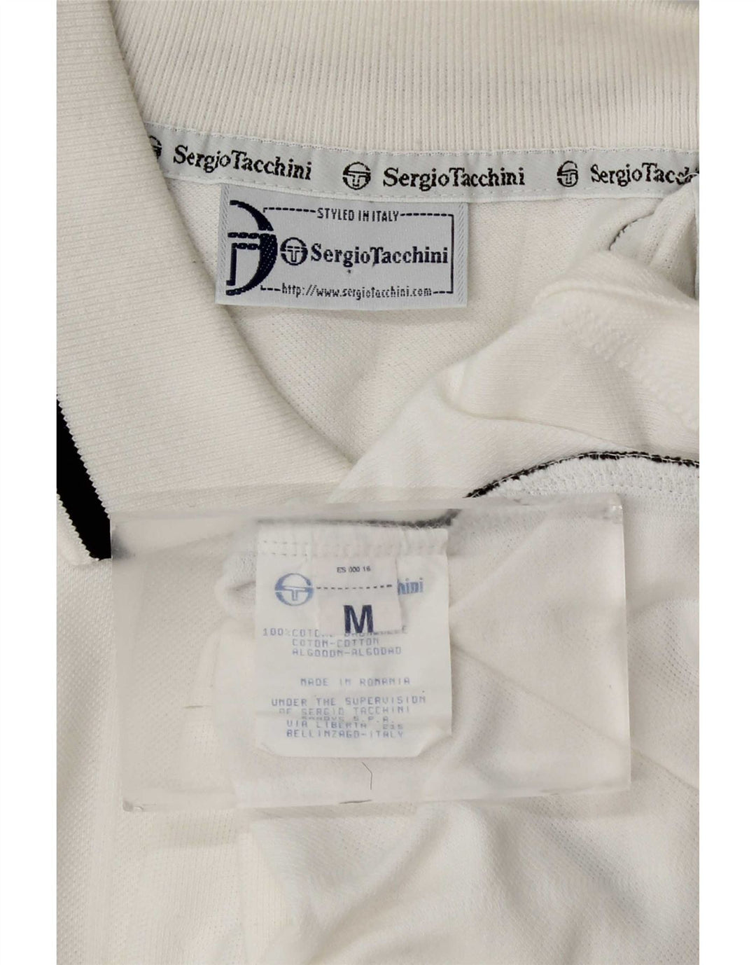 Sergio Tacchini Herren-Poloshirt aus mittelweißer Colourblock-Baumwolle