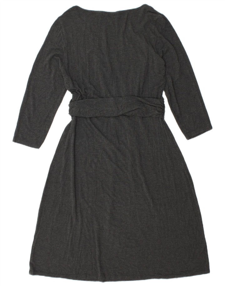 BODEN Langes A-Linien-Kleid mit 3/4-Ärmeln für Damen, UK 14, Größe L, graue Viskose