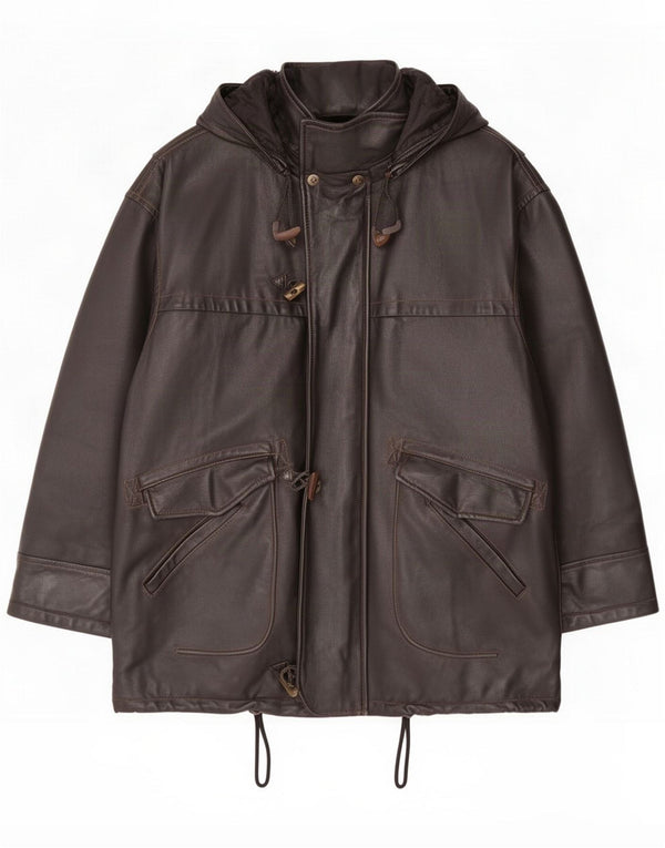 Douglas Herren-Lederjacke mit Kapuze, UK 40, groß, Schwarz