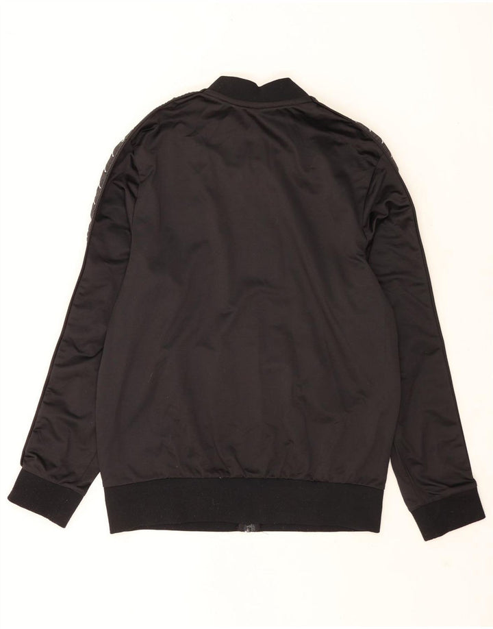 Kappa Herren-Trainingsanzug mit grafischem Oberteil, groß, aus schwarzem Polyester