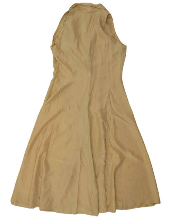 Vintage Damen Ärmelloses Hemdkleid UK 16 Large Beige