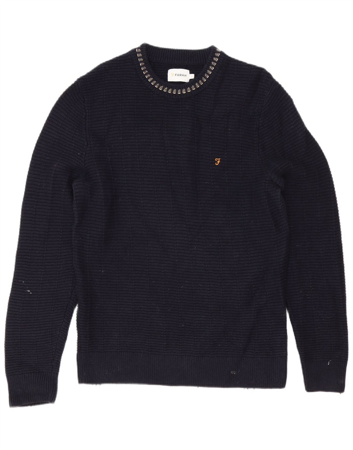 Farah Herren-Pullover mit Rundhalsausschnitt, groß, marineblaue Baumwolle
