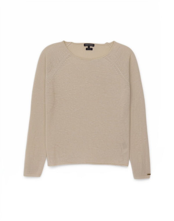 Tommy Hilfiger Damen-Pullover mit U-Boot-Ausschnitt, Gr. 10, Größe S, gebrochenes Weiß, klassisch