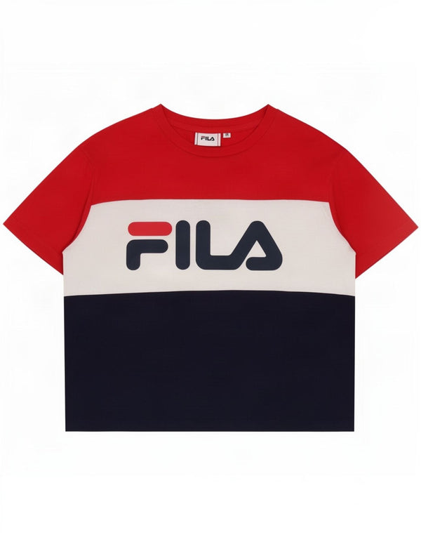 Fila Damen Grafik-T-Shirt-Oberteil UK 14 Medium Mehrfarbig Colourblock