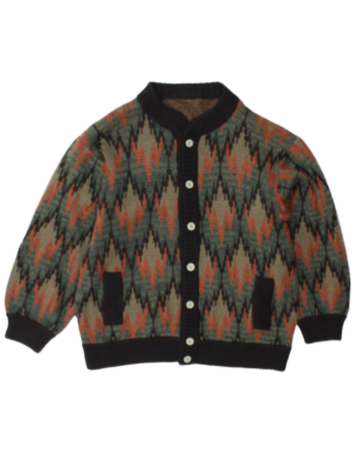 Vintage Herren Cardigan Pullover Medium Mehrfarbig Geometrisch