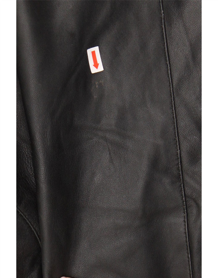 Vintage Damen Ledermantel UK 12 Mittelschwarzes Leder