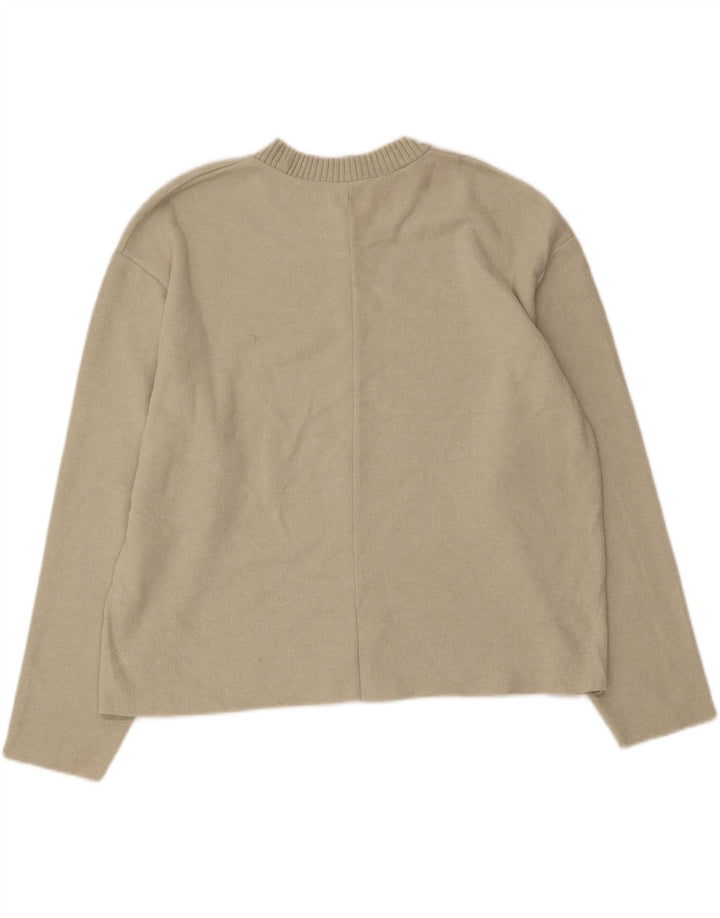 Zara Damen Crop-Pullover mit U-Boot-Ausschnitt, UK 14, mittelbeigefarbenes Polyester