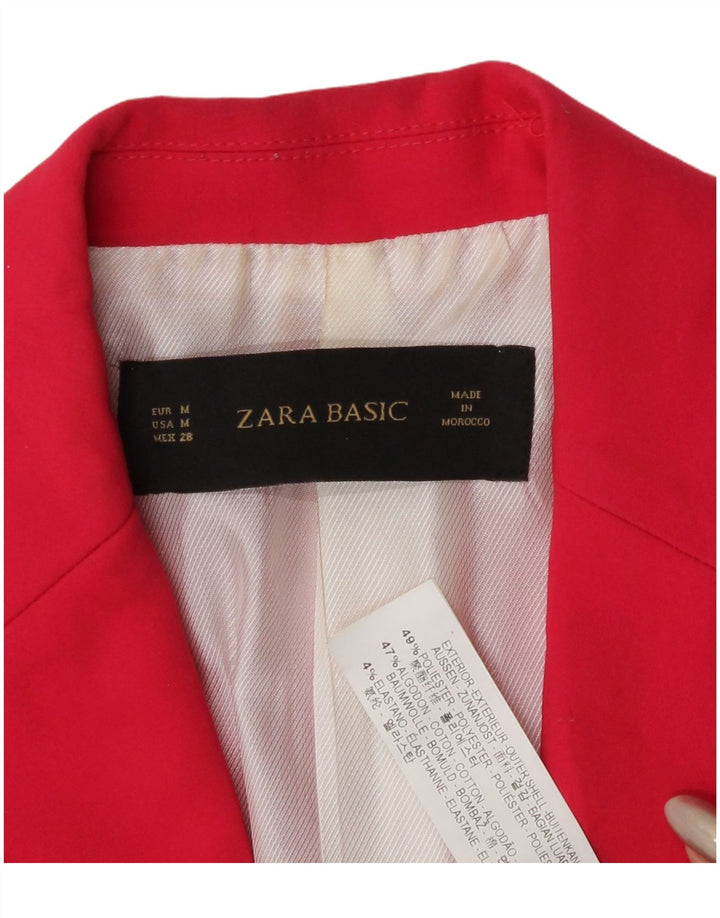 Zara Damen 1-Knopf-Blazerjacke UK 14 Mittelrosa Polyester