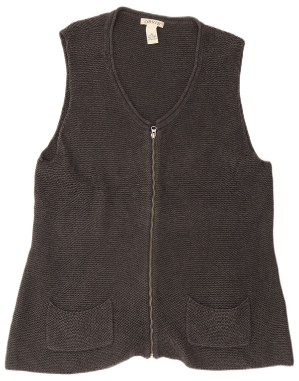 Orvis Damen-Cardigan, ärmellos, Gr. 18, XL, Grau, Baumwolle
