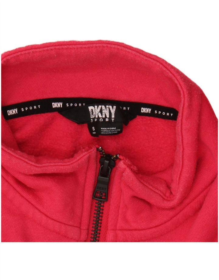 DKNY Damen-Sweatshirt in Übergröße mit Grafik und Reißverschluss am Hals, Gr. 10, Rosa