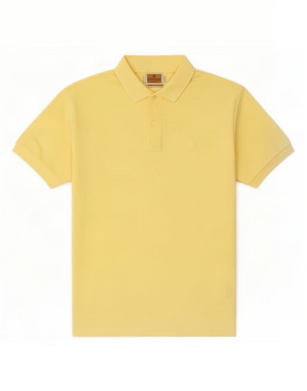 Conte of Florence Mens Polo Shirt Medium Yellow Cotton