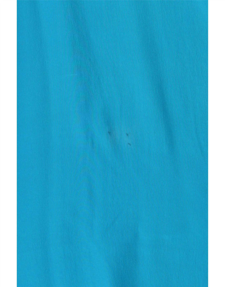 Vintage Damen Crop Ärmelloses Blusentop UK 14 Mittelblaue Seide