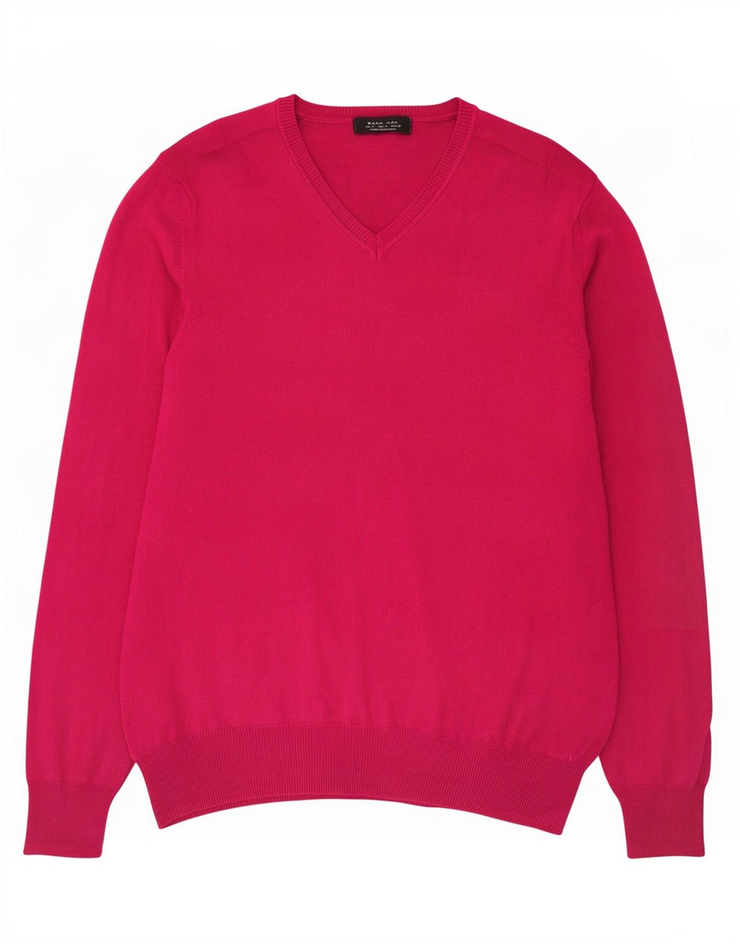 Zara Herren Pullover mit V-Ausschnitt Mittelrosa