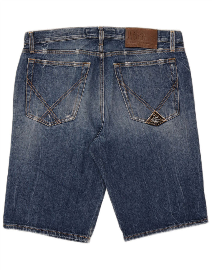 Roy Rogers Herren Distressed Denim Shorts W33 Mittelblaue Baumwolle