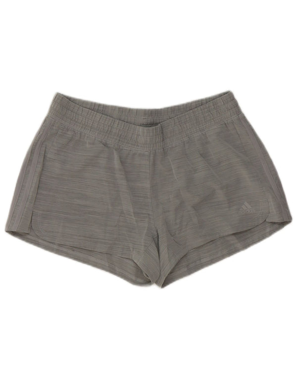 Adidas Damen Sportshorts UK 12/14 Mittelgraues Nadelstreifen-Polyester