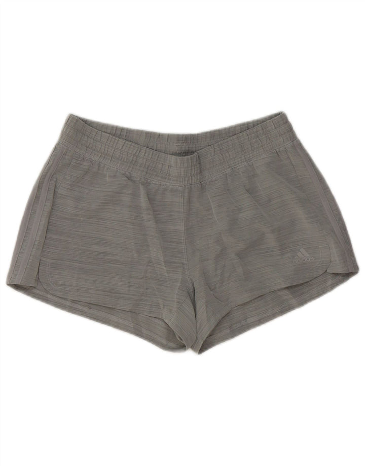 Adidas Damen Sportshorts UK 12/14 Mittelgraues Nadelstreifen-Polyester