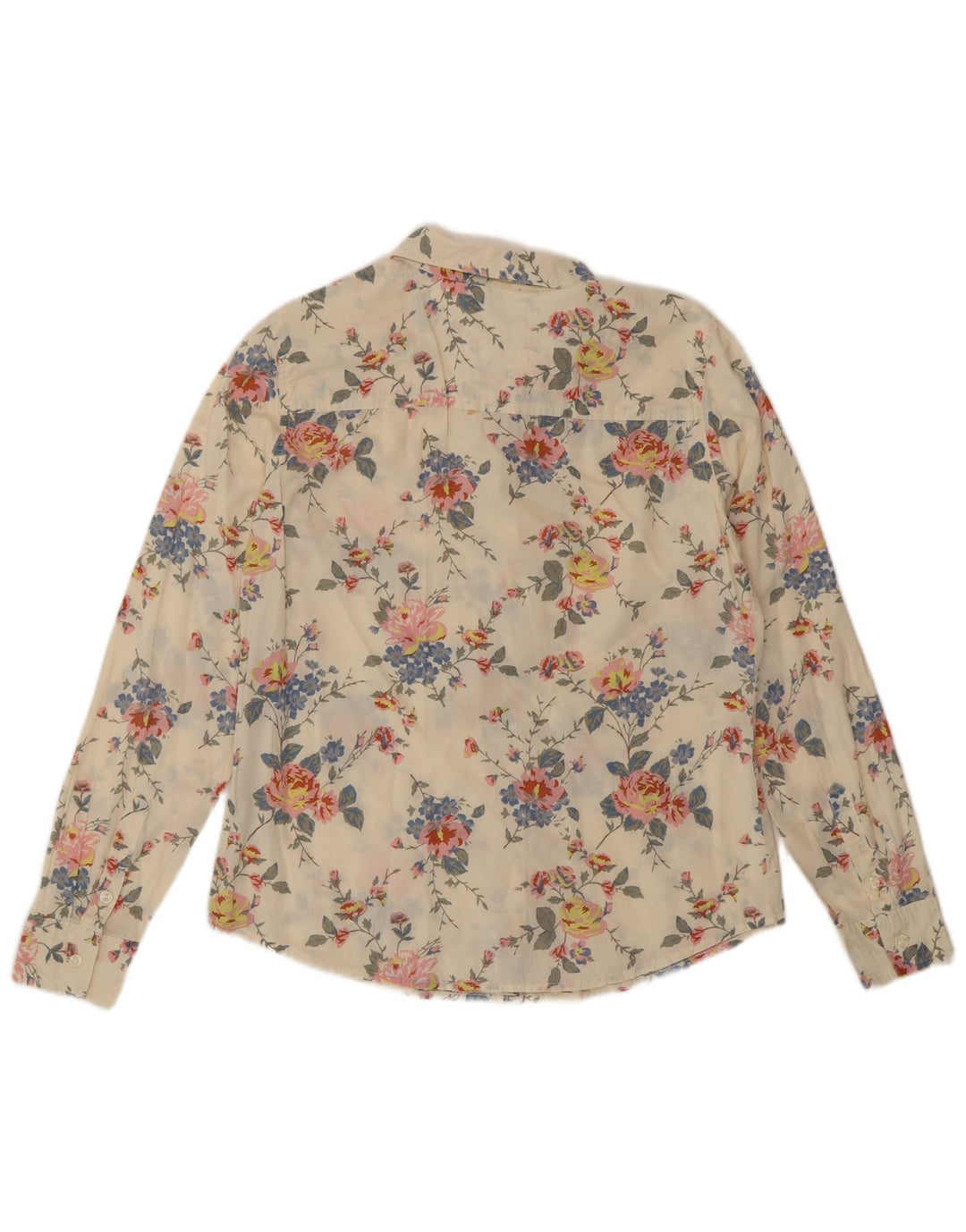 Benetton Damenhemd UK 10 Small Off White Floral