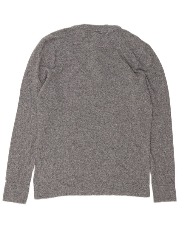 Superdry Herren Henley Top Langarm XL Grau gefleckte Baumwolle