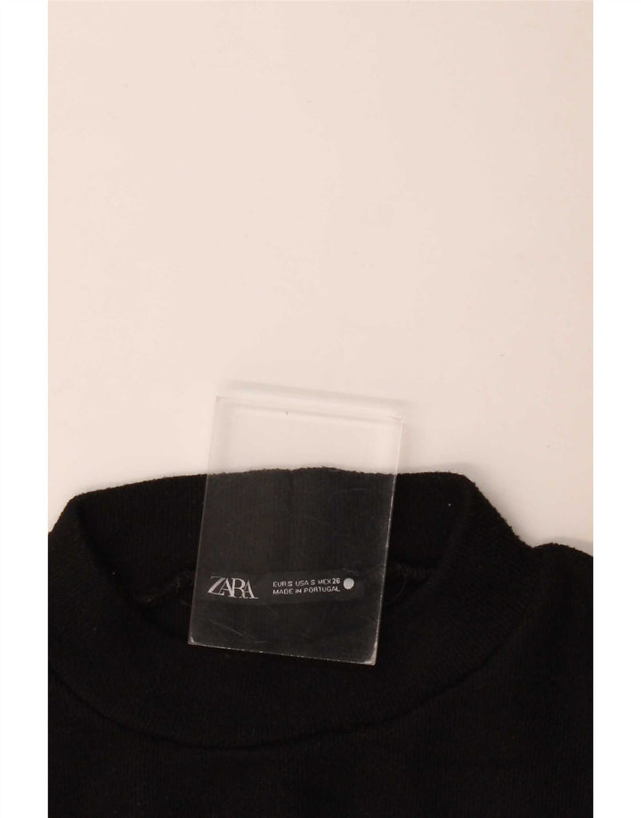 Zara Damen Crop Bluse Top UK 10 Small Schwarz