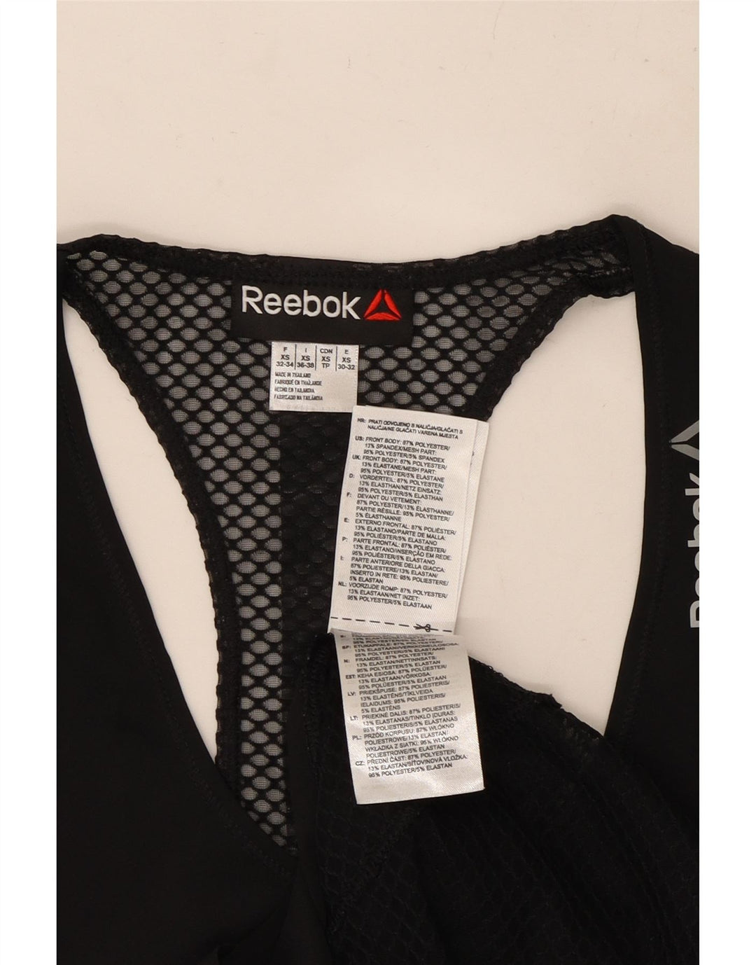 REEBOK Damen Weste Top UK 4 XS Schwarz Polyester