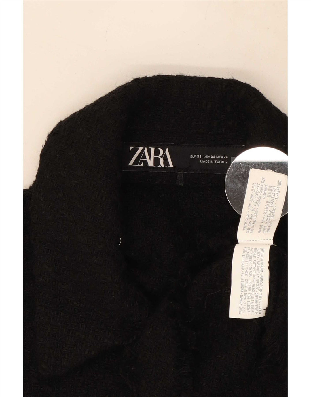 Zara Damen Crop Gilet UK 6 XS Schwarz Polyester