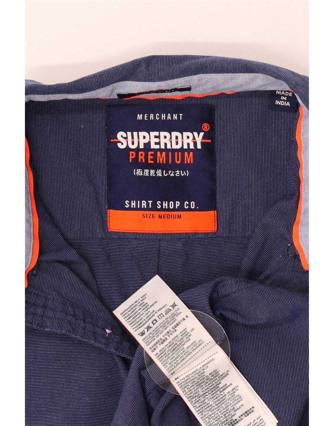 Superdry Herren-Kurzarmhemd aus mittelblauer Baumwolle