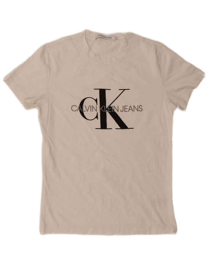 Calvin Klein Jeans Herren-T-Shirt mit Grafik, mittelweiße Baumwolle
