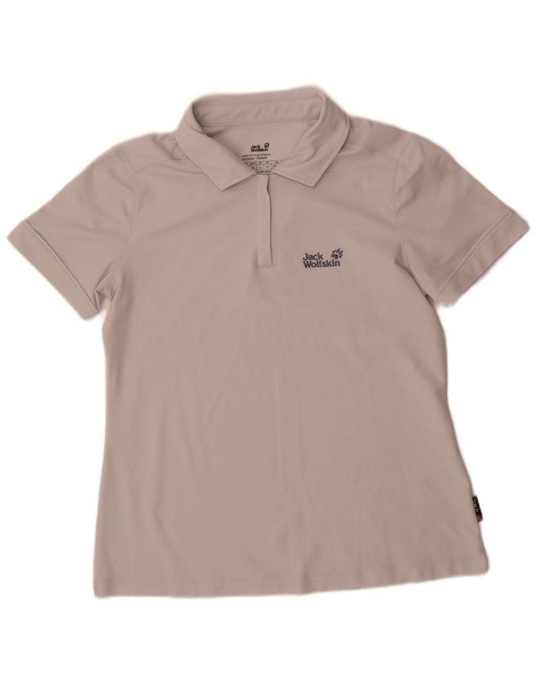 Jack Wolfskin Womens Polo Shirt UK 16 Large Grey Polyester