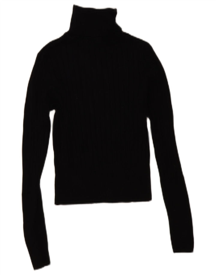 Zara Damen Crop Rollkragenpullover Pullover UK 12 Mittelschwarze Viskose