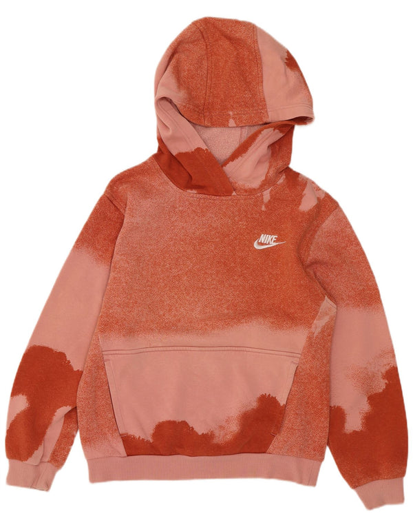 Nike Mädchen Kapuzenpullover mit entspannter Passform, 10–11 Jahre, Orange, Batikfärbung
