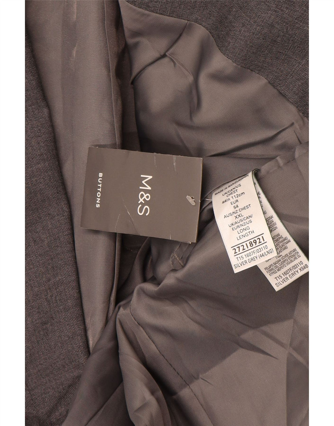 Marks & Spencer Herren-Blazer mit 2 Knöpfen, UK 44, XL, grau, Polyester