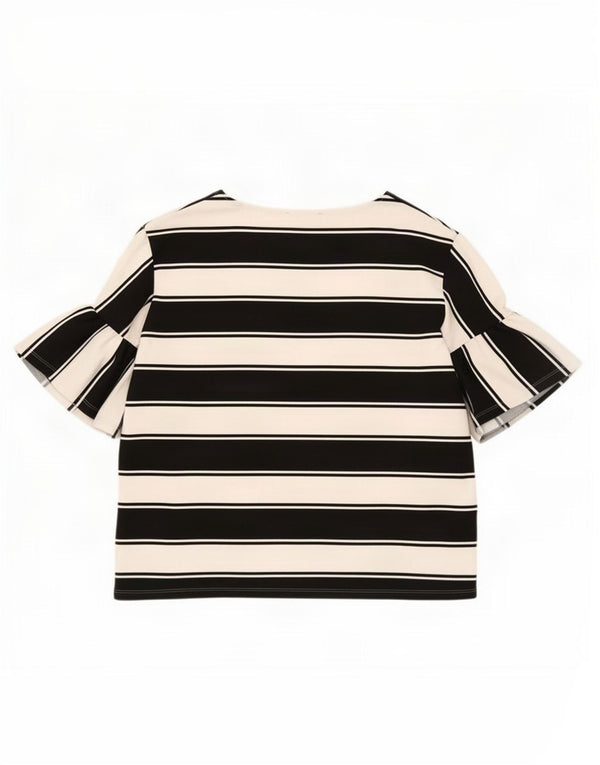 Marks & Spencer Damen-Blusenoberteil mit 3/4-Ärmeln, UK 18, XL, schwarz gestreift, Baumwolle