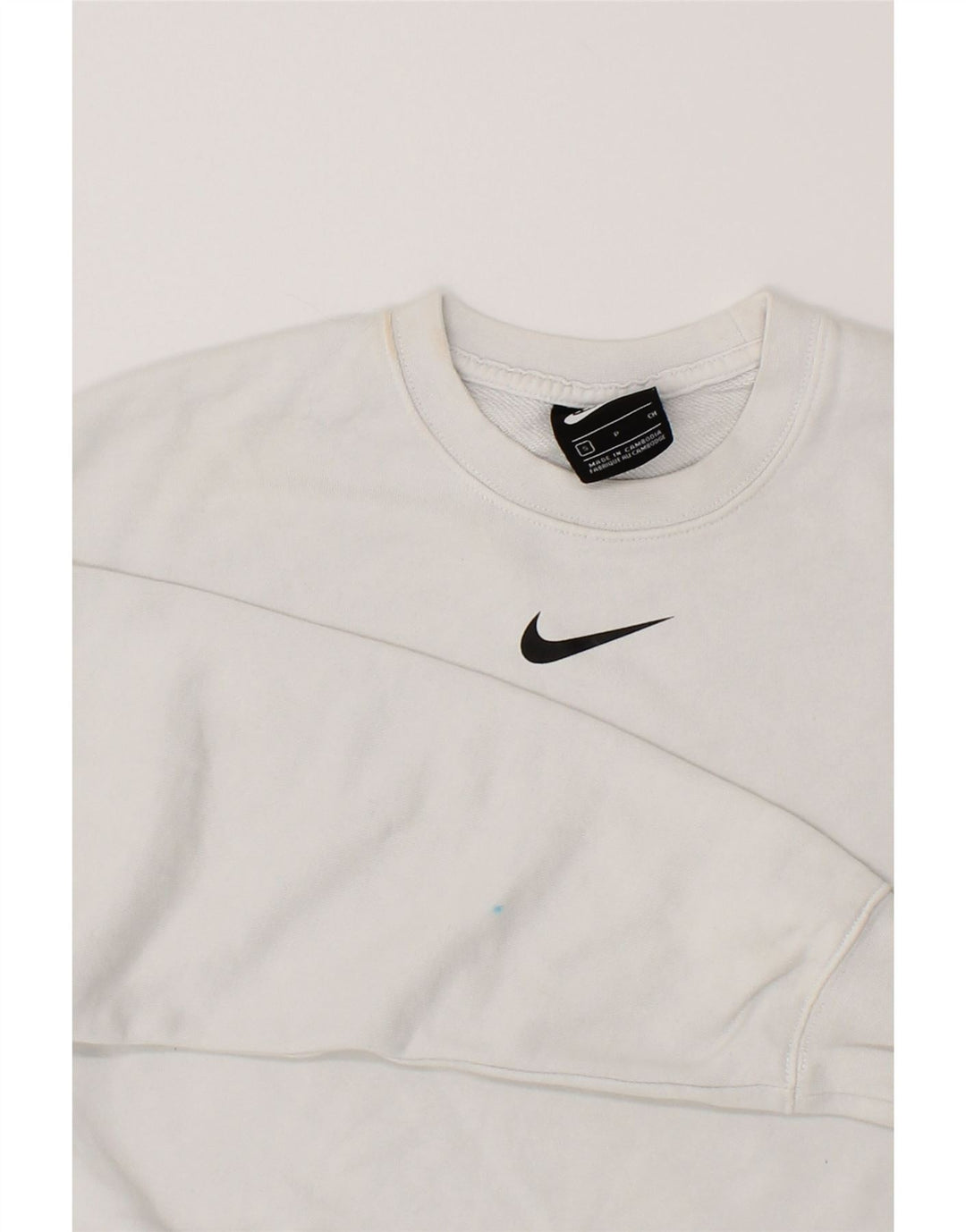 NIKE Womens Crop Graphic Sweatshirt Jumper UK 10 Small White Vintage Nike and Second-Hand Nike from Messina Hembry 