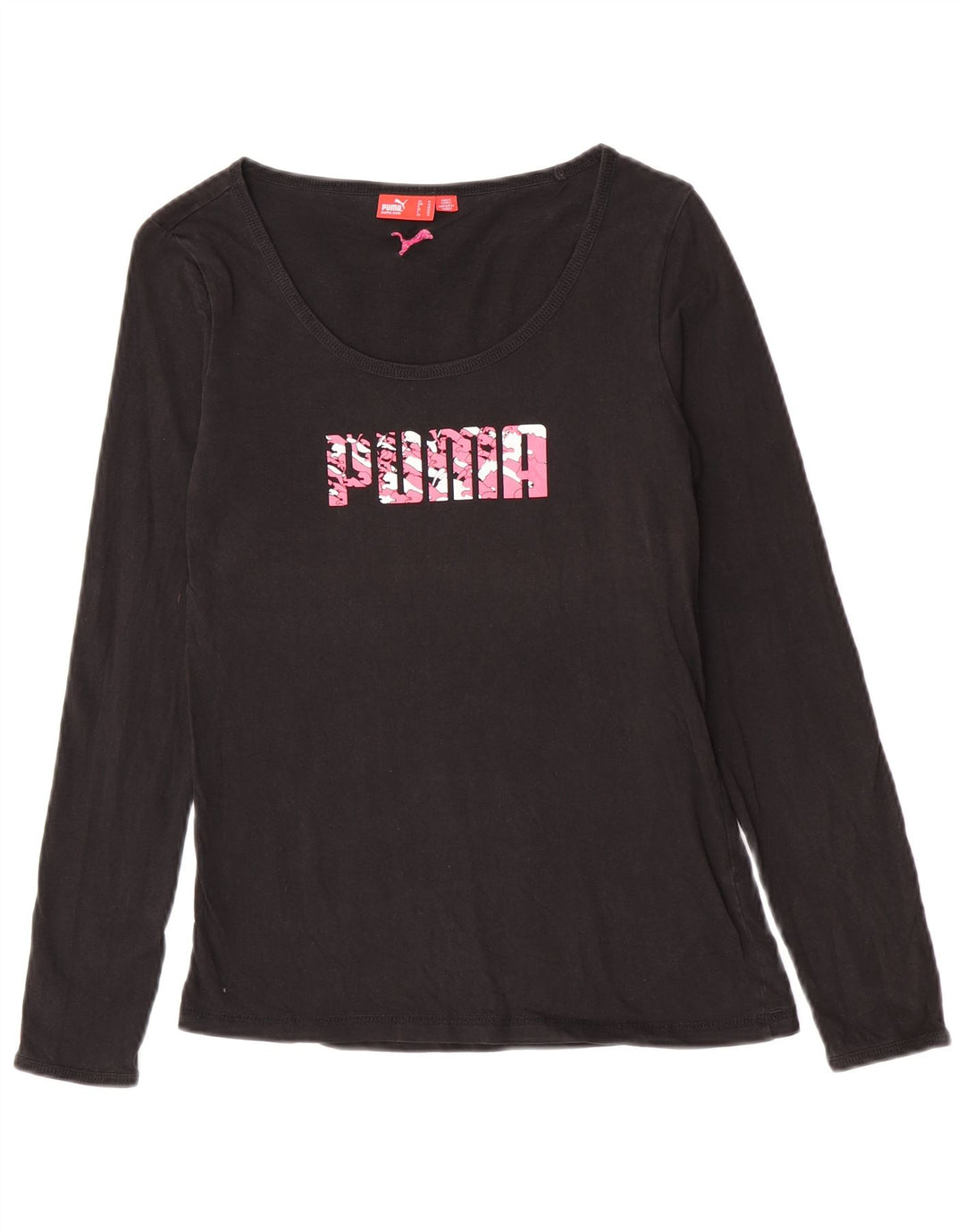 Puma Damen Graphic Top Langarm UK 12 Medium Schwarz