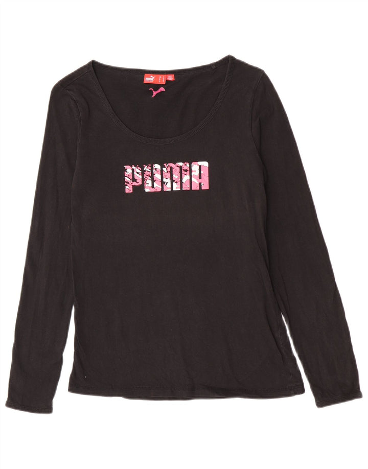 Puma Damen Graphic Top Langarm UK 12 Medium Schwarz