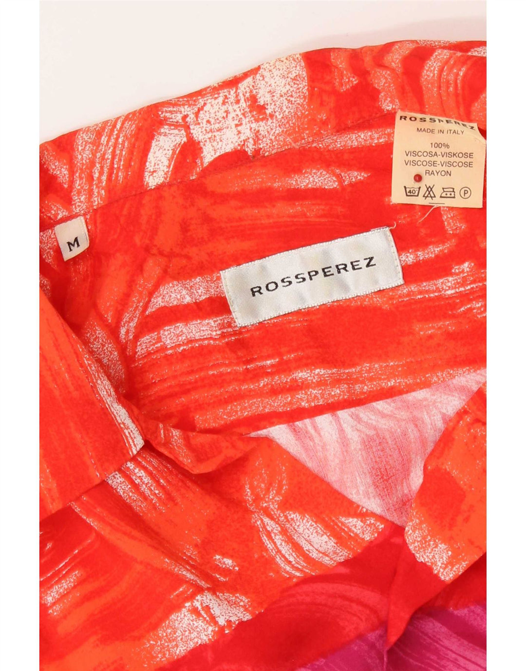Vintage Herren Kurzarmhemd Medium Mehrfarbige Viskose