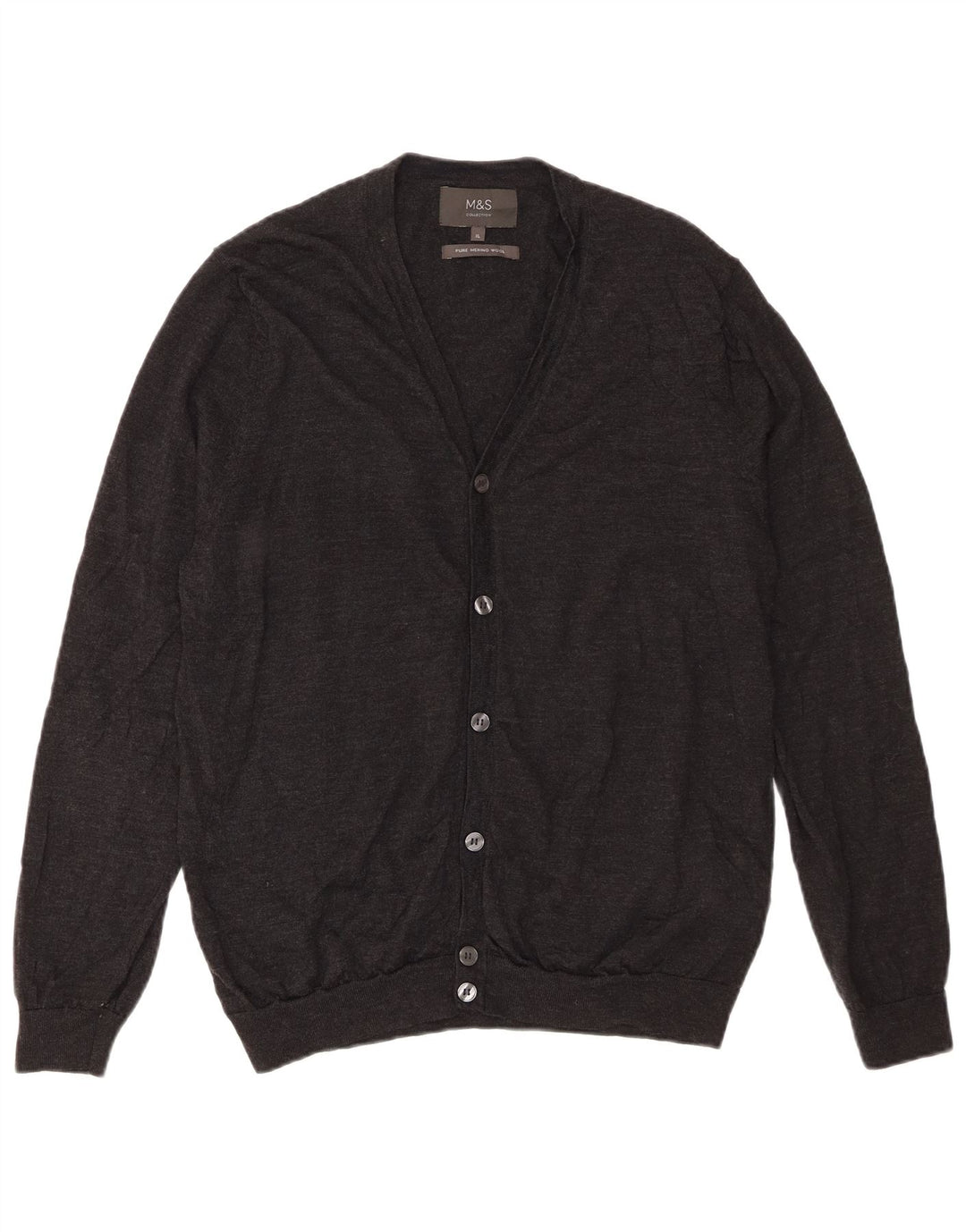 Marks & Spencer Herren Strickjacke XL Grau Merinowolle