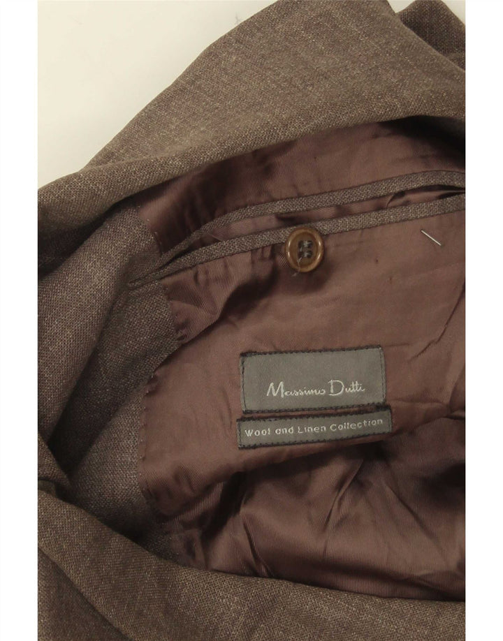 Massimo Dutti Herren-Blazerjacke mit 3 Knöpfen, EU 46, kleine graue Wolle
