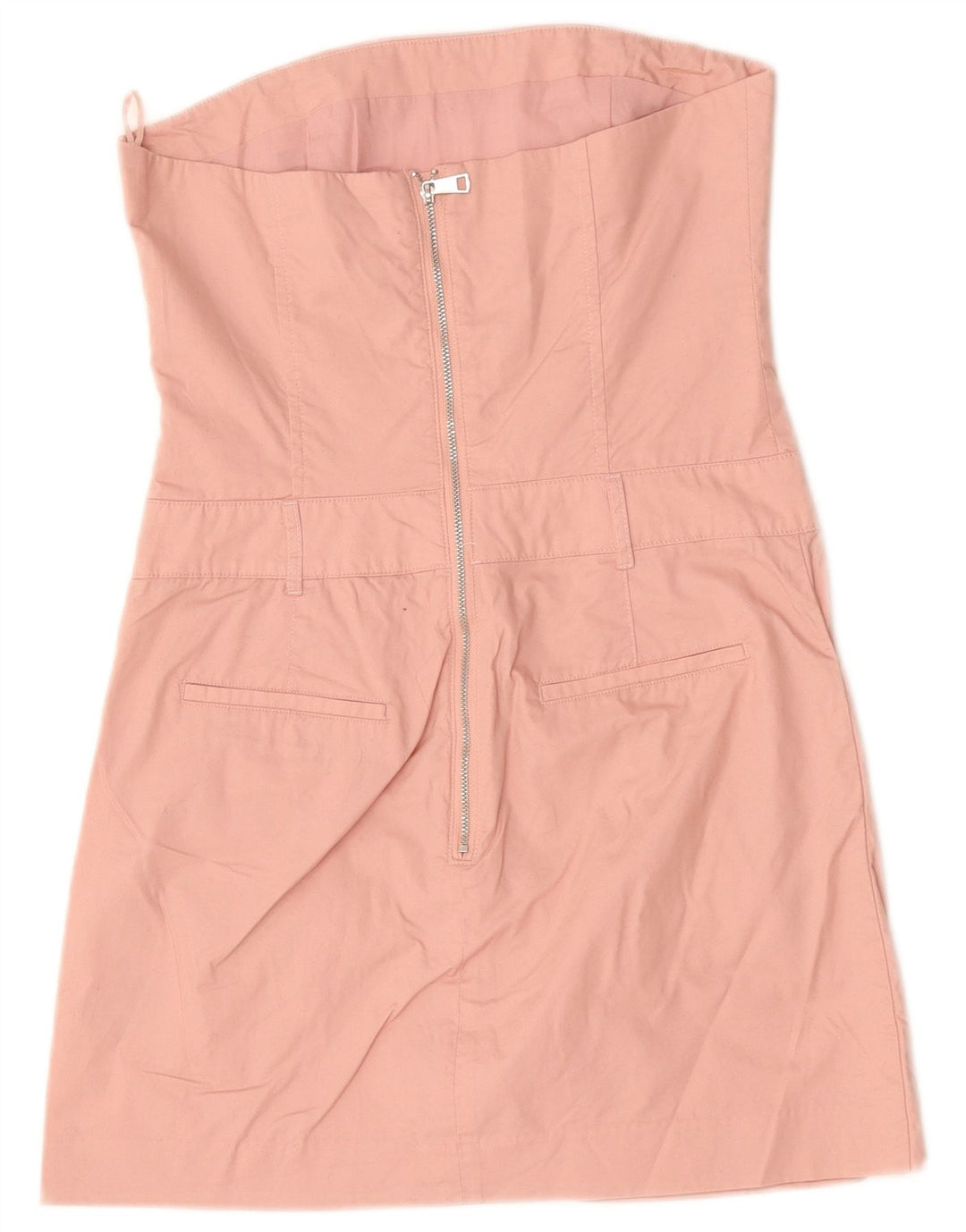 ZARA Damen Mini-trägerloses Kleid UK 6 XS Rosa Baumwolle