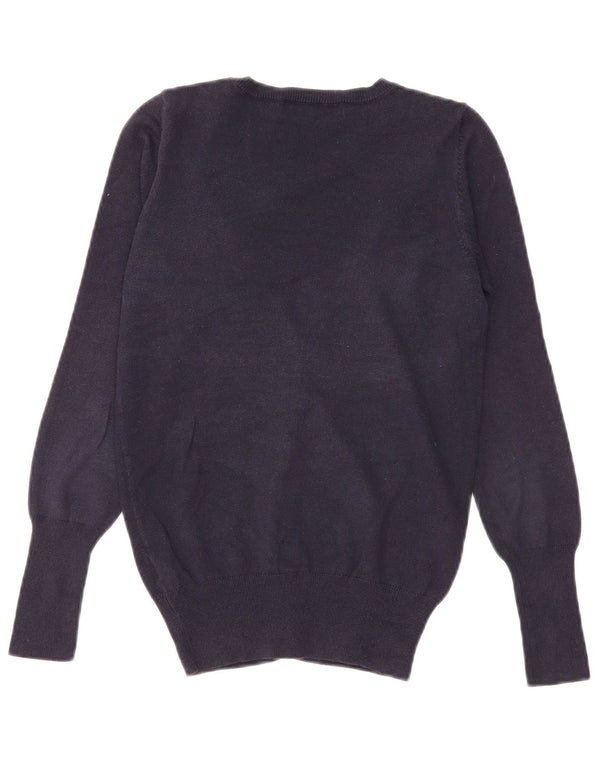 Zara Damen-Cardigan-Pullover UK 10 Small Marineblaue Baumwolle