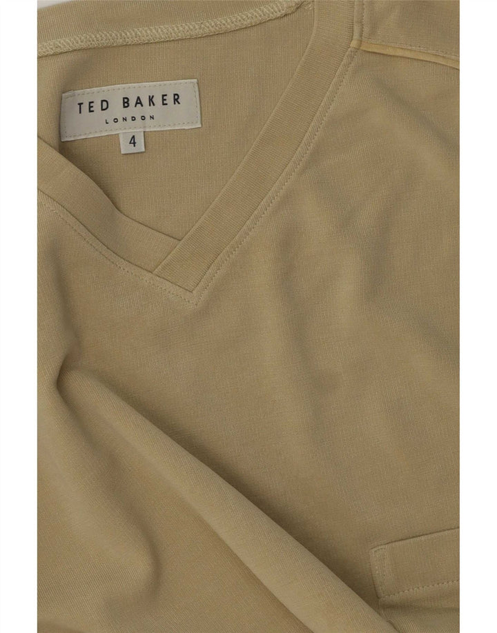 Ted Baker Herren T-Shirt Top Größe 4 Large Khaki Baumwolle