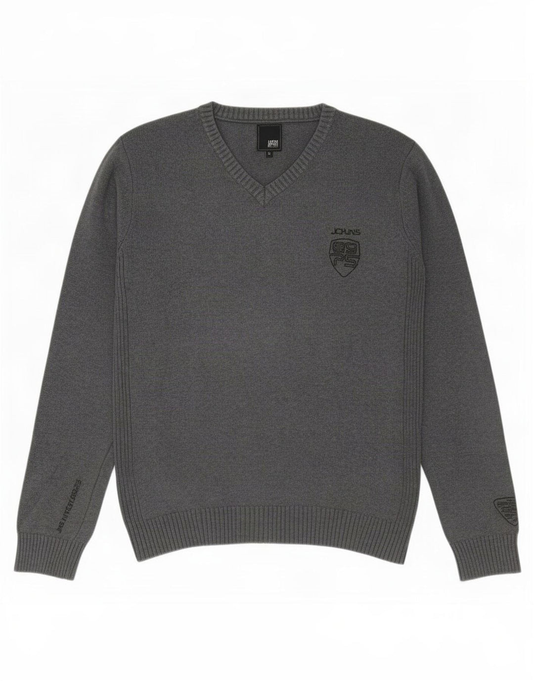 Jack & Jones Herren-Pullover mit V-Ausschnitt aus mittelgrauer Baumwolle