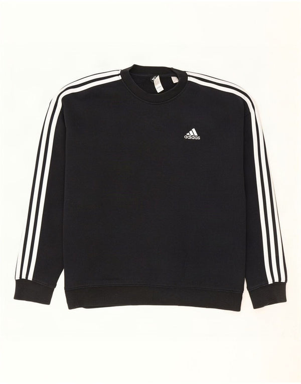 Adidas Damen-Sweatshirt in Übergröße, Gr. 12/14, mittelschwarz, Baumwolle