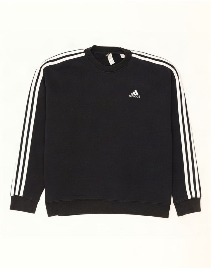 Adidas Damen-Sweatshirt in Übergröße, Gr. 12/14, mittelschwarz, Baumwolle