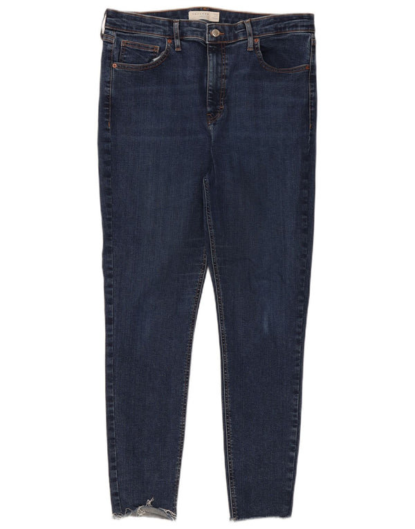 Topshop Damen Skinny Jeans W34 L28 Marineblaue Baumwolle