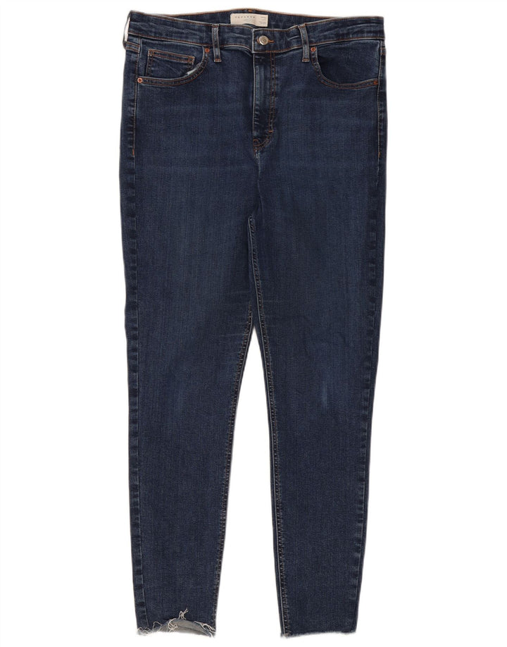 Topshop Damen Skinny Jeans W34 L28 Marineblaue Baumwolle