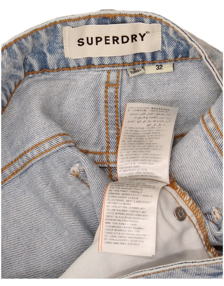 Superdry Damen-Jeansshorts, W32, Größe L, Blau, Baumwolle