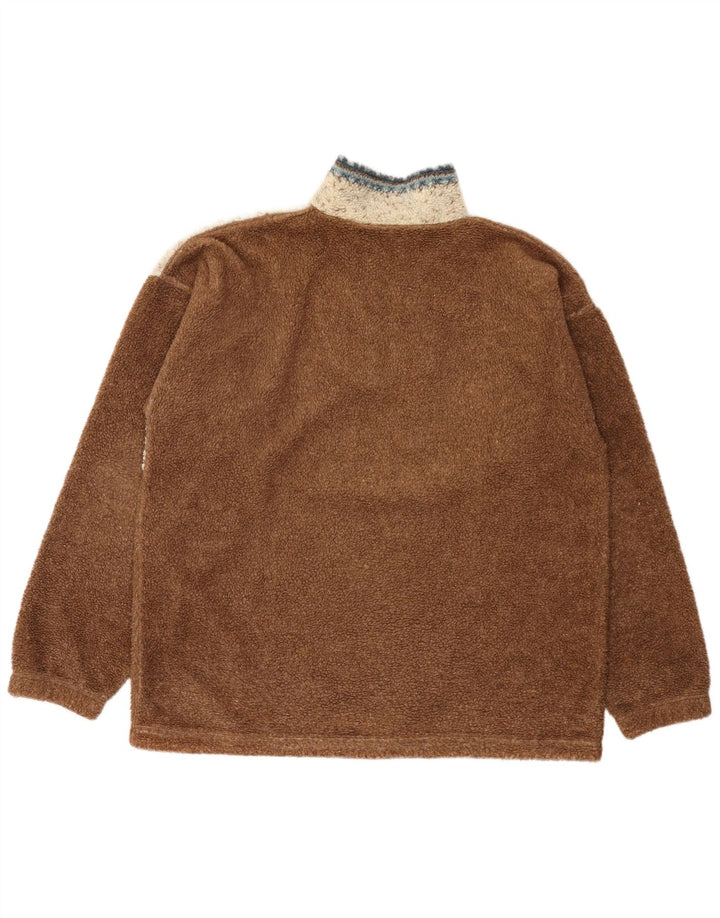 Vinci Herren-Fleecepullover mit Reißverschluss am Hals, großes braunes Farbblock-Polyester